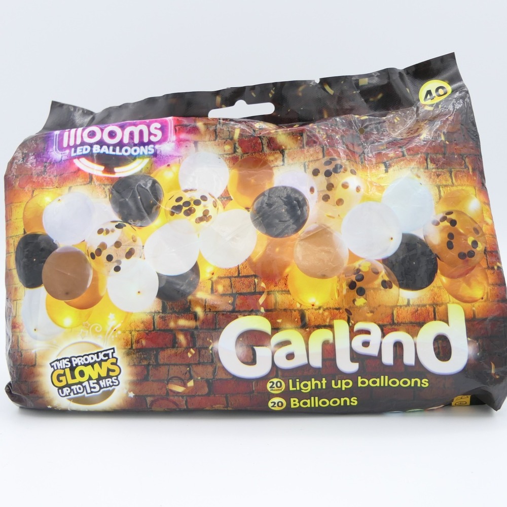 illooms LED Balloons Garland Light Up Balloons Gold Black White - Glows 15 Hrs